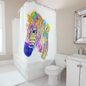 Waterverf regenboogverf Zebra Grafisch Douchegordijn (In situ)