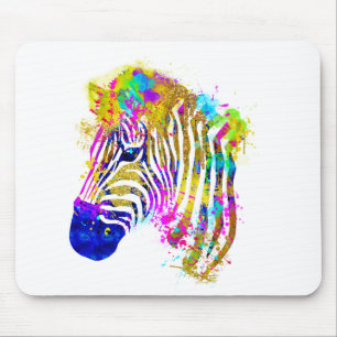 Waterverf regenboogverf Zebra Grafisch Muismat