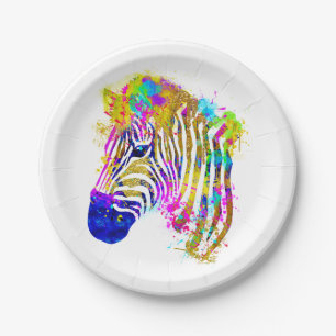 Waterverf regenboogverf Zebra Grafisch Papieren Bordje