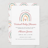 Waterverf regenboogvirtueel Baby shower Aankondiging (Voorkant / Achterkant)