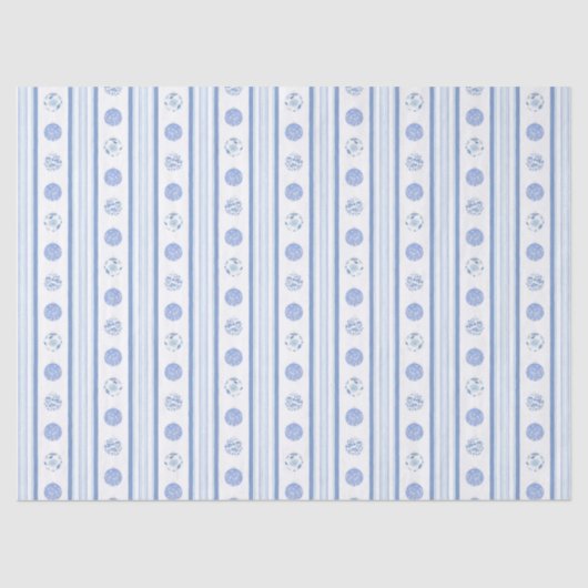 Waterverf Regency Stripes Blauw & Wit Kerst Tissuepapier (Voorkant)