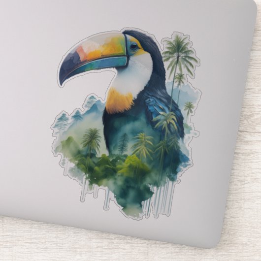 Waterverf regenwoud Toucan Sticker (Detail)