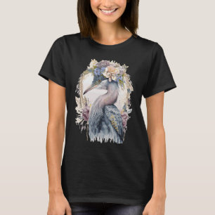 Waterverf Reiger Zoetwatervogel Vogelspotten Bloem T-shirt