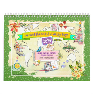 Waterverf reiskalender rond de wereld 2026 kalender