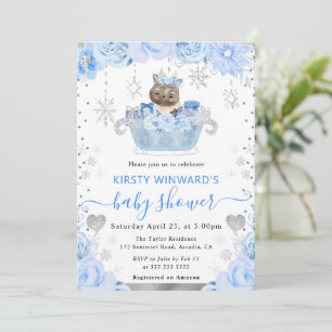 Waterverf Rendier Bloemen Baby Shower Kaart