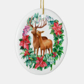 Waterverf rendier botanische krans vakantie keramisch ornament (Rechts)