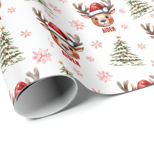 Waterverf Rendier Custom Gift Wrap Cadeaupapier (Rol Hoek)