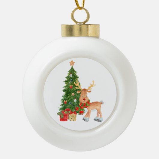 Waterverf rendierBaby Keramische Bal Ornament (Voorkant)