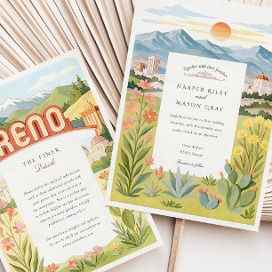Waterverf RENO Nevada Mountain Sunset Wedding Kaart