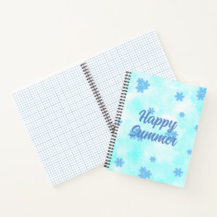waterverf retro blauw bloemmotief gepersonaliseerd notitieboek