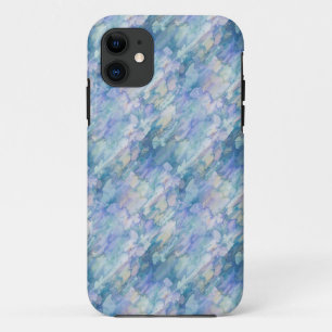 Waterverf Retro Blauw Paarse regendruppelpatroon iPhone 11 Hoesje