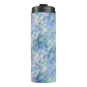 Waterverf Retro Blauw Paarse regendruppelpatroon Thermosbeker