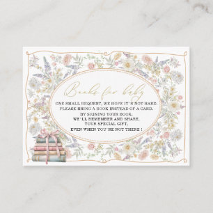 Waterverf retro bloemen strik lint baby shower b visitekaartje