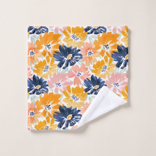 Waterverf Retro bloemenpatroon Bad Handdoek (Wasdoekje)