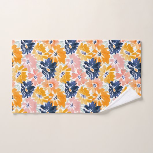 Waterverf Retro bloemenpatroon Bad Handdoek (Handdoek)
