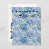 Waterverf Retro Blue Appartement Adreswijziging Aankondigingskaart (Voorkant / Achterkant)