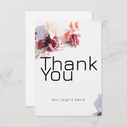 Waterverf Retro Boho Floral Dank u kaart (Voorkant / Achterkant)