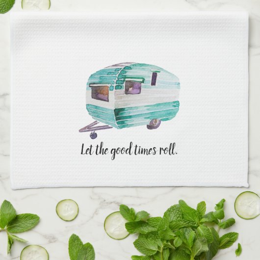 Waterverf Retro Camper Kitchen Dish Towel Theedoek (Gevouwen)