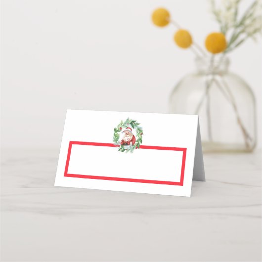 Waterverf Retro Kerstman Rood Geruit Kerstmis (Voorkant)