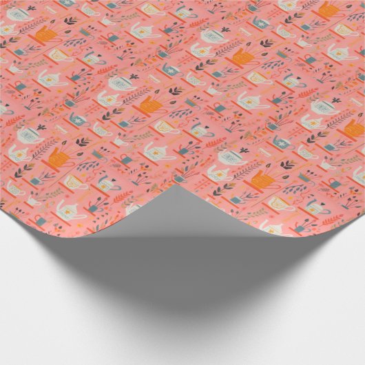 Waterverf Retro Keuken Koffiepot Theepot Cadeaupapier (Hoek)