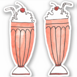 Waterverf Retro Milkshakes Trekkers Sticker