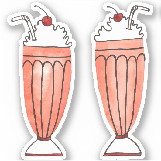 Waterverf Retro Milkshakes Trekkers Sticker (Voorkant)