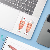 Waterverf Retro Milkshakes Trekkers Sticker (Laptop met iPhone)