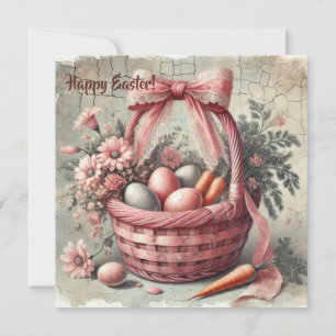 Waterverf retro rustieke mand met pastelkleurige e feestdagenkaart