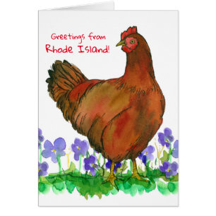 Waterverf Rhode Island Red Hen