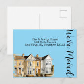 Waterverf rij huizen Adreswijziging Briefkaart (Voorkant / Achterkant)