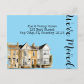 Waterverf rij huizen Adreswijziging Briefkaart (Voorkant)