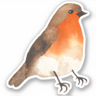 Waterverf Robin Garden Bird Sticker