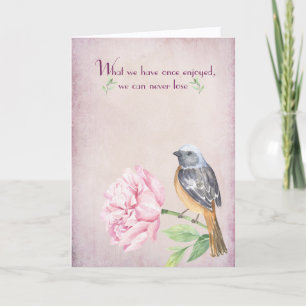 Waterverf Robin over Peony Sympathatiekaart Kaart