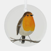 Waterverf Robin Redborst Glas Ornament (Achterkant)