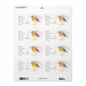 Waterverf Robin - Retouradreslabels Etiket (Full Sheet)