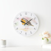 Waterverf Robin - wandklok met cijfers Grote Klok (Huis)