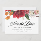 Waterverf Rode Amaryllis en Herfst Bloemen QR Code Save The Date (Voorkant)