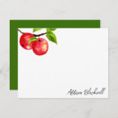 Waterverf Rode appels Persoonlijke lerarennaam Notitiekaartje (Voorkant / Achterkant)