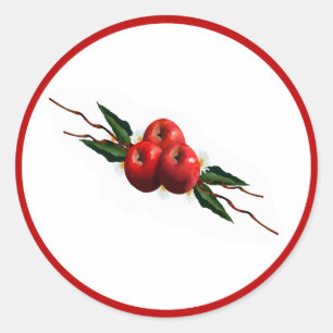 Waterverf rode appels ronde sticker