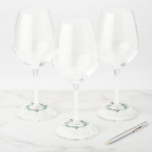 Waterverf Rode bessen en Holly Leaves Wijnglaslabel (Set)