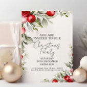 Waterverf rode bessen groen kerstfeest kaart
