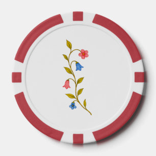 Waterverf rode blauwe bloemenwijnstok poker chips