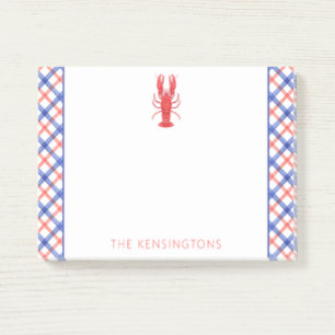 Waterverf Rode & Blauwe Plaid Kreeft Gepersonalise Post-it® Notes
