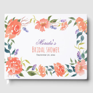 Waterverf Rode Bloemen Chic Vrijgezellenfeest Scri Gastenboek