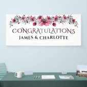 Waterverf Rode bloesems, huwelijk Spandoek (Beurs)