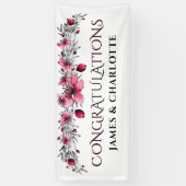 Waterverf Rode bloesems, huwelijk Spandoek (Verticaal)