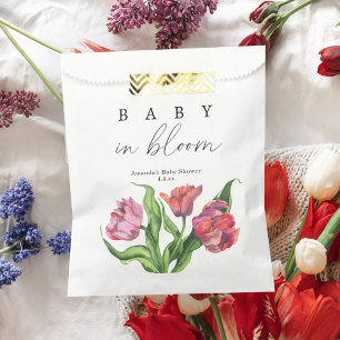 Waterverf rode boeket bloemen - baby in bloei bedankzakje