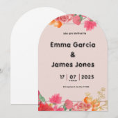 Waterverf rode bruiloft uitnodiging (Voorkant / Achterkant)