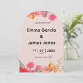 Waterverf rode bruiloft uitnodiging (Staand voorkant)