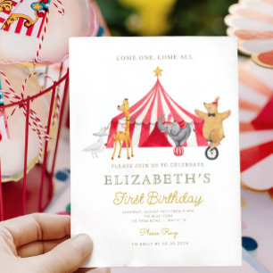 Waterverf Rode Circus Carnaval Baby Verjaardag Kaart